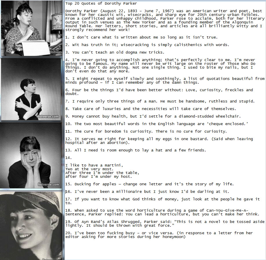 Top 20 Quotes of Dorothy Parker