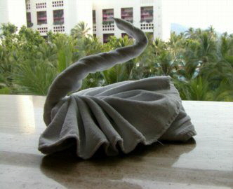 They formed the bath mat into a swan!